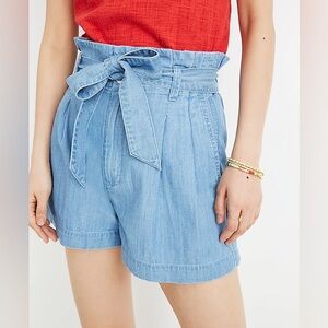 Denim Paperbag Shorts - Size 6 in Nesbitt Wash